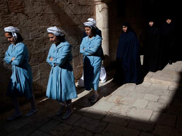 Les religieuses et les orphelines du couvent Notre-Dame de Saidnaya (Syrie).