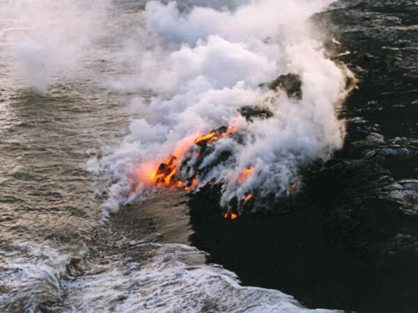 Rencontre de la lave et de l’océan à Hawaï, Kilauea