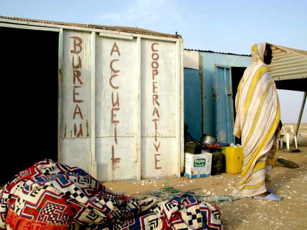 Le bureau d’accueil du campement touristique d’Iwik, dans le Parc National du Banc d'Arguin, en Mauritanie.