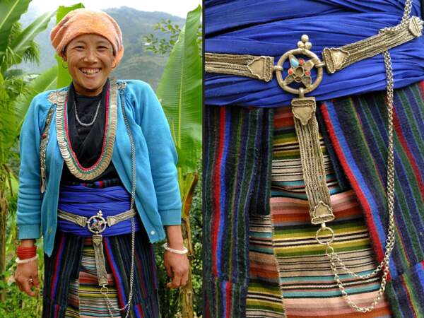 Une femme sherpa en costume national, au Népal