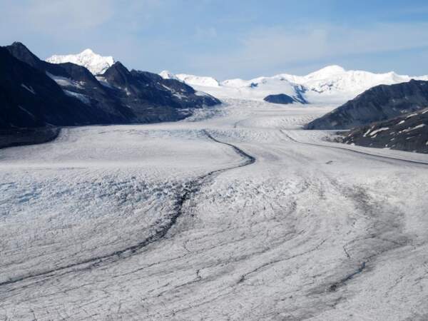 Glacier vu du ciel aux environs de Valdez en Alaska, aux Etats-Unis