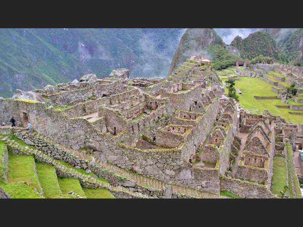 Les pierres et l'herbe du Macchu Picchu, au Pérou