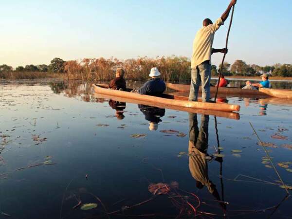 Croisière en pirogue sur l’Okavango, au Botswana