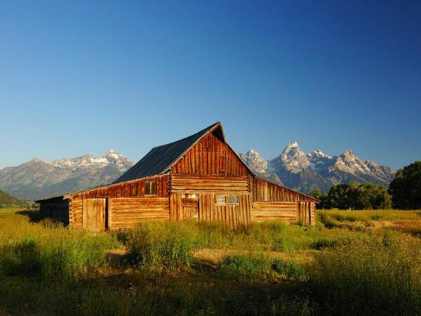 Une célèbre grange, dans le parc national de Grand Teton (Wyoming, Etats-Unis).