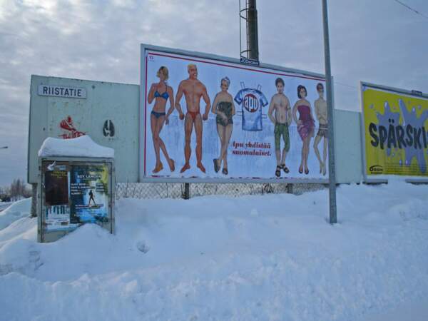 Une publicité insolite, en Laponie finlandaise