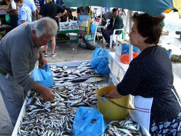 Marché aux poissons dans les les îles du Dodécanèse, Grèce