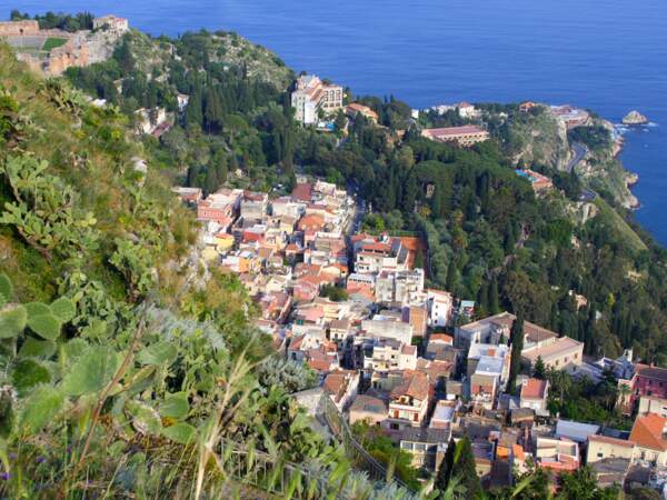 Panorama de Taormina en Sicile, Italie