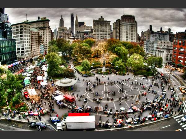 A New York, le marché de Union Square, à Manhattan, est un rendez-vous prisé des habitants de la « Big Apple » (Etats-Unis). 