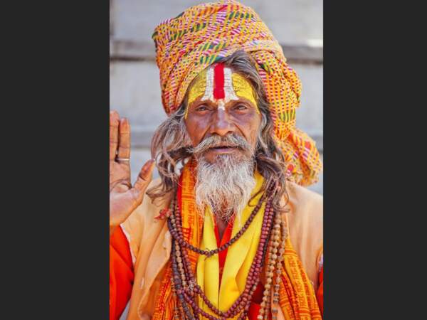 Portrait d’un sâdhu à Udaipur, dans le Rajasthan, en Inde
