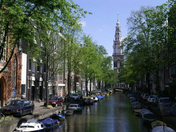Le clocher de la Zuiderkek à Amsterdam, aux Pays-Bas.