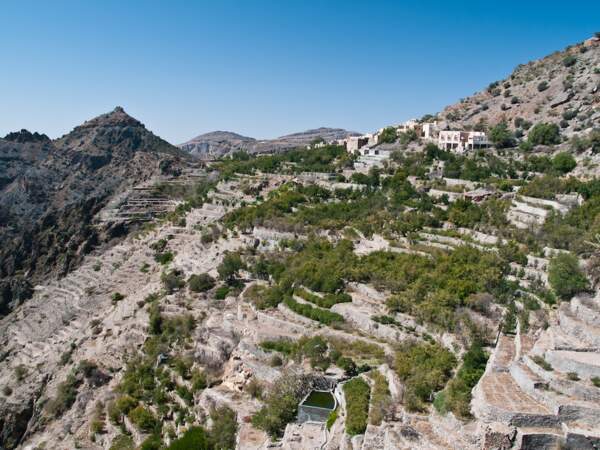 Randonnée sur le sentier des roses, sur le plateau Saiq à Oman