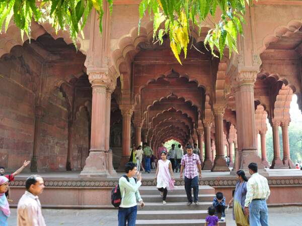 Le pavillon Diwan-i-Aam au Fort Rouge, à Delhi, en Inde.